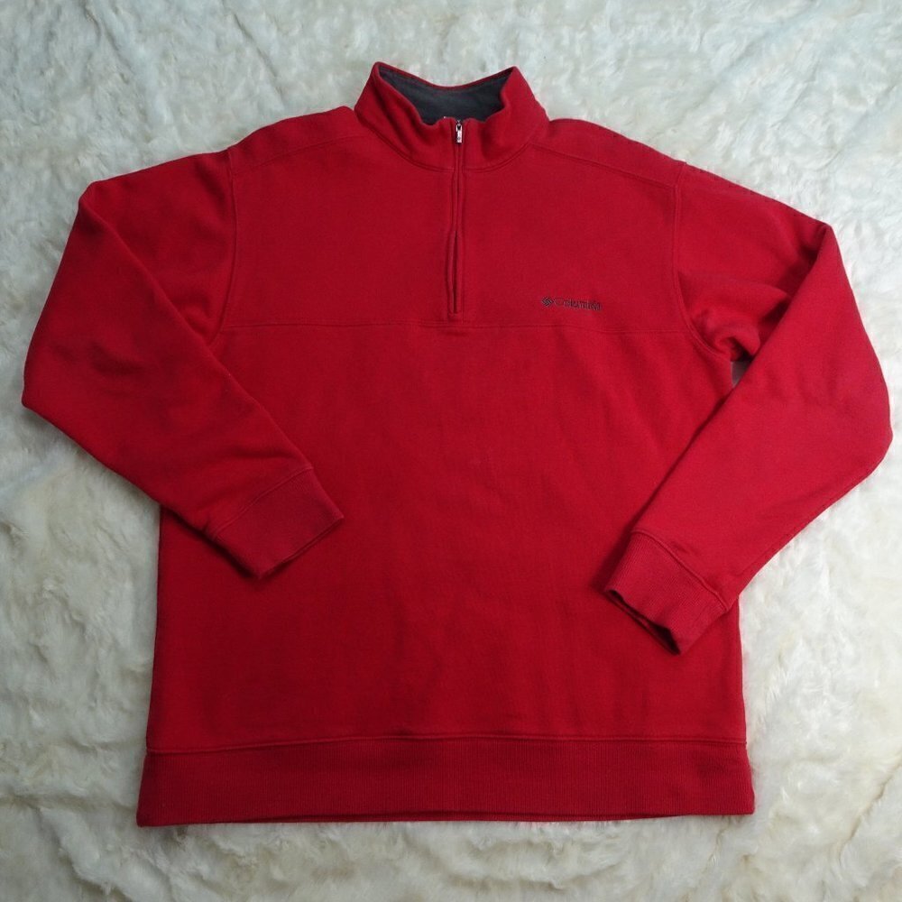 Columbia Red Qtr Zip Sweatshirt Size Medium